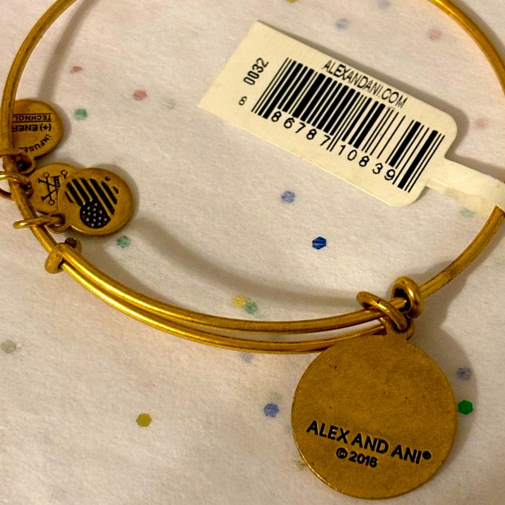 NWT NHL Chicago Blackhawks Antique Gold Alex and Ani Adjustable bangle w/ box - Picture 3 of 5